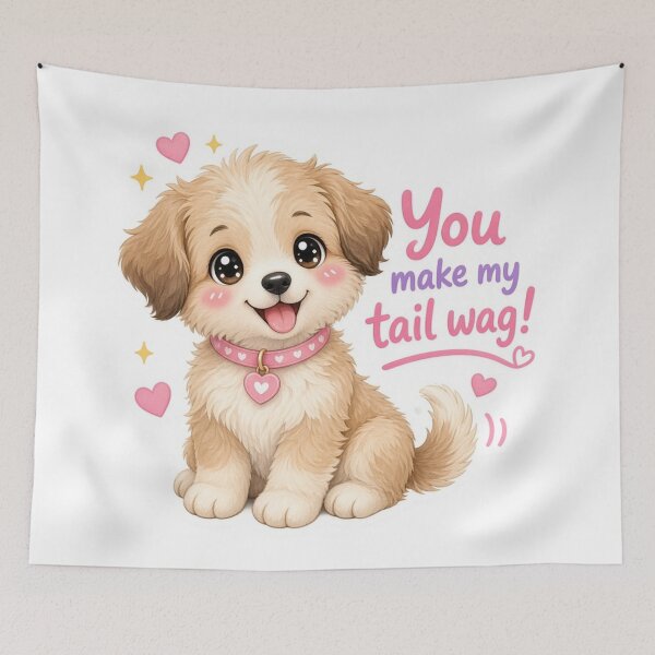 Item preview, You Make My Tail Wag Cute Puppy Love Illustration designed and sold by ExploreAura Studio.