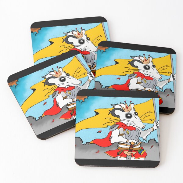 Item preview, Cartoon King Possum Holding Flag with Red Cape and Crown designed and sold by elijbclaude.