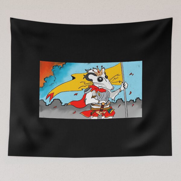 Item preview, Cartoon King Possum Holding Flag with Red Cape and Crown designed and sold by elijbclaude.