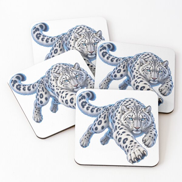 Item preview, Leaping Snow Leopard with Blue Eyes designed and sold by InkspiredArt.