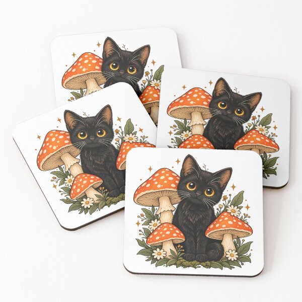 Item preview, Enchanted Mushroom Kitty – Cute Cottagecore Cat Art designed and sold by arnabscreativeworld.