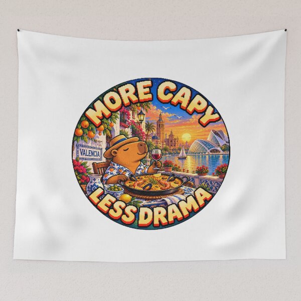Item preview, More Capy Less Drama: Valencia Capybara Paella Pixel Art designed and sold by CircinusStore.