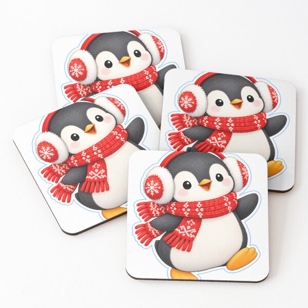 Item preview, Waving Penguin with Red Earmuffs and Scarf designed and sold by victorsuarez.