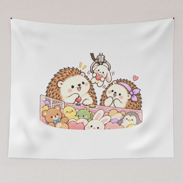 Item preview, Cute Hedgehog Couple at the Claw Machine designed and sold by GOSUMI.