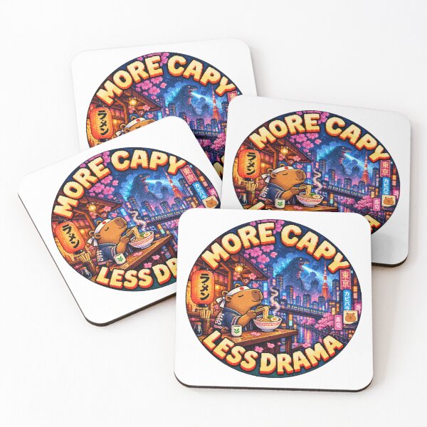 Item preview, More Capy Less Drama: Capybara Ramen Tokyo Kaiju Pixel Art designed and sold by CircinusStore.