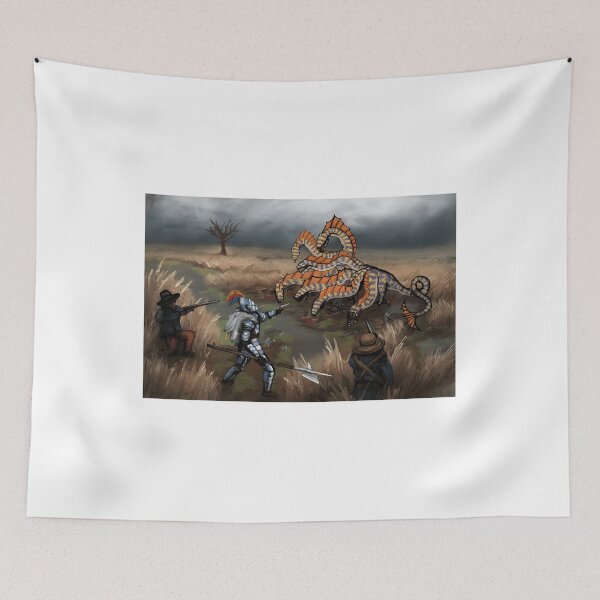 Item preview, Medieval Knight and Hunters Battling a Hydra Monster designed and sold by elijbclaude.