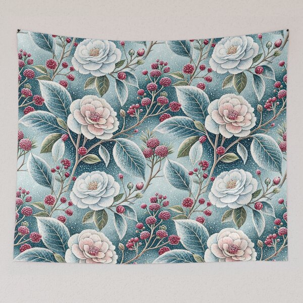 Item preview, Frosted Camellias and Winter Berries designed and sold by Storybook Botanica.
