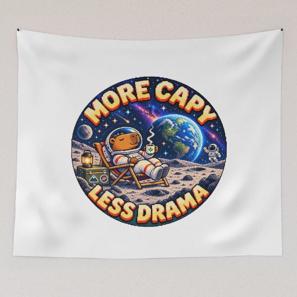 Item preview, More Capy Less Drama: Capybara Astronaut Moon Vacation Pixel Art designed and sold by CircinusStore.
