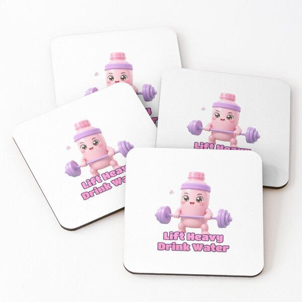 Item preview, Lift Heavy Drink Water Cute Pink Water Bottle Deadlift Gym Sticker designed and sold by glitchman2.