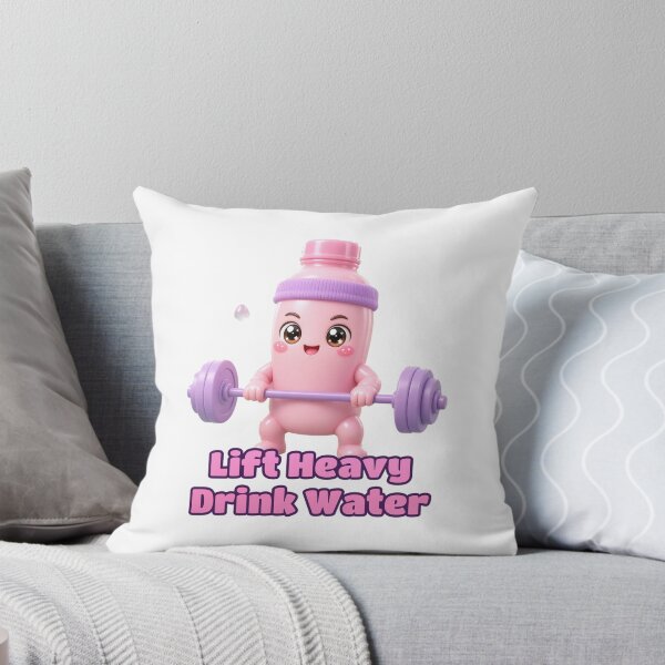 Item preview, Lift Heavy Drink Water Cute Pink Water Bottle Deadlift Gym Sticker designed and sold by glitchman2.