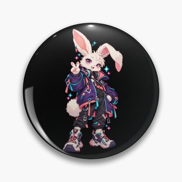 Item preview, Cyberpunk rabbit in neon colors designed and sold by Pixel Sakura Gallery.