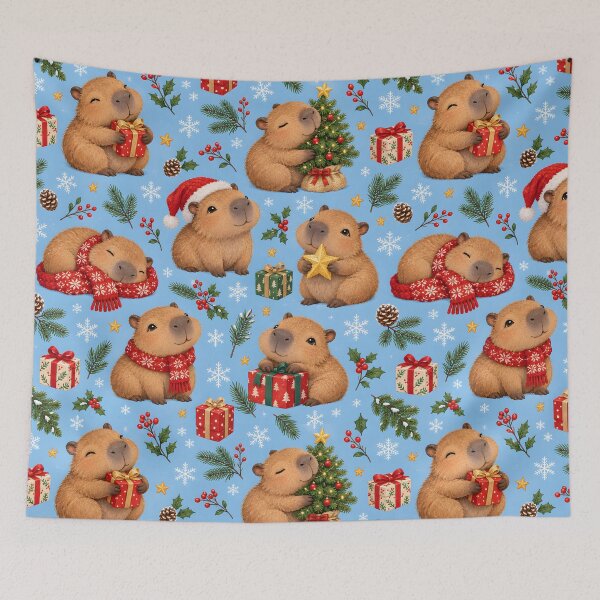 Item preview, Baby Capybaras in Santa Hats Christmas Pattern designed and sold by victorsuarez.