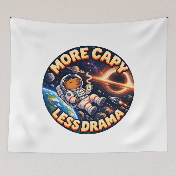 Item preview, More Capy Less Drama: Capybara Astronaut Retro Pixel Art designed and sold by CircinusStore.