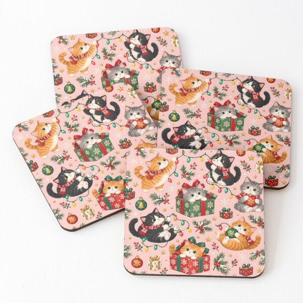 Item preview, Christmas Kittens with Twinkling Lights Pattern designed and sold by victorsuarez.