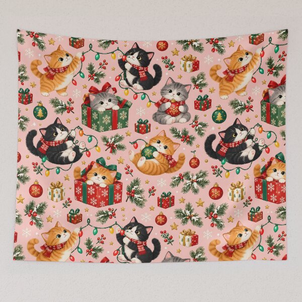 Item preview, Christmas Kittens with Twinkling Lights Pattern designed and sold by victorsuarez.