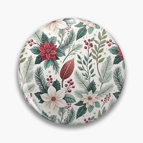 Item preview, Christmas Poinsettia Evergreen Botanical Pattern designed and sold by Storybook Botanica.