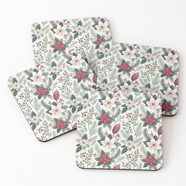 Item preview, Christmas Poinsettia Evergreen Botanical Pattern designed and sold by Storybook Botanica.