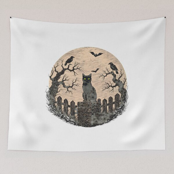 Item preview, Spooky Black Cat Moon Halloween Vintage Design designed and sold by Maladies.