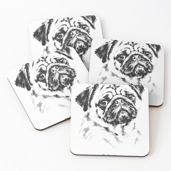 Item preview, Pug Ink Brush Portrait - Minimalist Sumi-e designed and sold by BrushAndBlankCo.