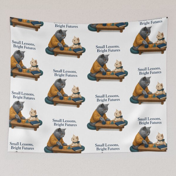 Item preview, British Shorthair Teacher Cat with Counting Blocks designed and sold by PurrBloom Studio.