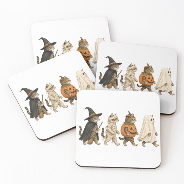 Item preview, Vintage Halloween Cats Costume Parade Witch Mummy Pumpkin Ghost designed and sold by Designshopx.