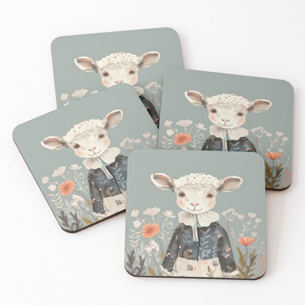 Item preview, Sweet Little Lamb in a Floral Dress designed and sold by ACasualCottage.