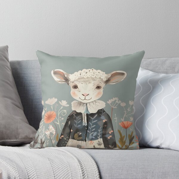 Item preview, Sweet Little Lamb in a Floral Dress designed and sold by ACasualCottage.
