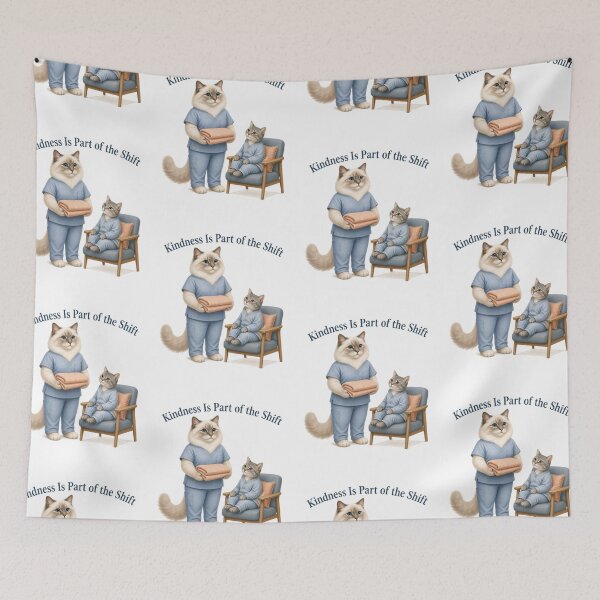 Item preview, Ragdoll Nurse Cat Offering a Comfort Blanket designed and sold by PurrBloom Studio.