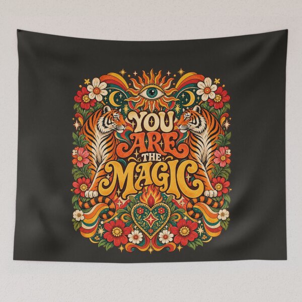 Item preview, Twin Tigers Psychedelic Folk Art You Are the Magic Celestial Eye designed and sold by AmiGraph.