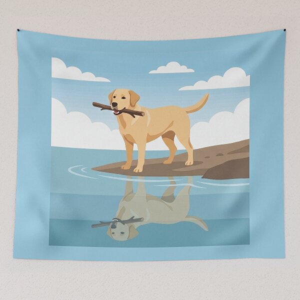Item preview, Yellow Labrador Holding Stick By Calm Lake designed and sold by AIG - Andrei Ilie Graphics.