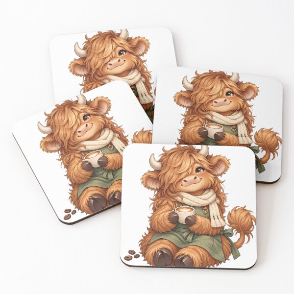 Item preview, Highland cow barista and her comforting coffee designed and sold by Pixel Sakura Gallery.