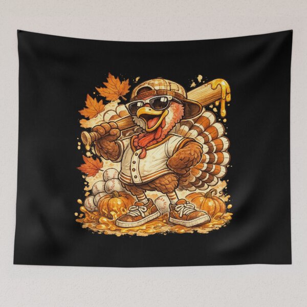 Item preview, Funny Turkey Baseball Thanksgiving,Gobble Batter Turkey Baseball designed and sold by Djikou.