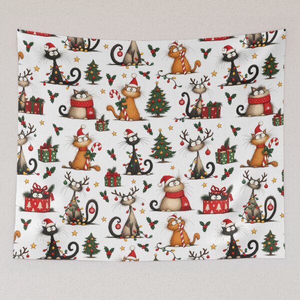 Item preview, Funny Christmas Cats Pattern designed and sold by PatternXOXO.