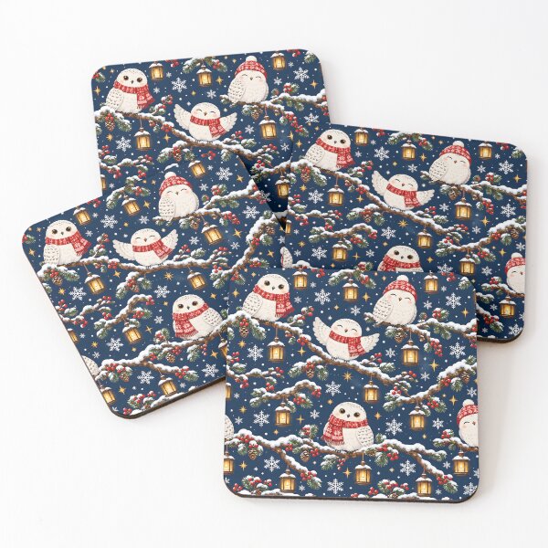 Item preview, Snowy Owls and Lanterns Christmas Pattern designed and sold by victorsuarez.