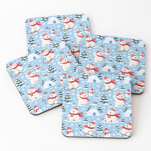 Item preview, Polar Bears Skiing and Snowmen Christmas Pattern designed and sold by victorsuarez.