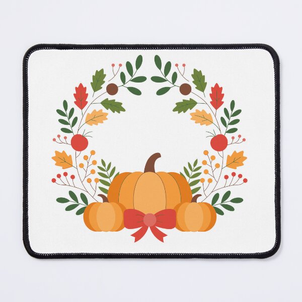 Item preview, Thanksgiving Pumpkins with Red Bow and Autumn Leaf Wreath designed and sold by Affiliora.