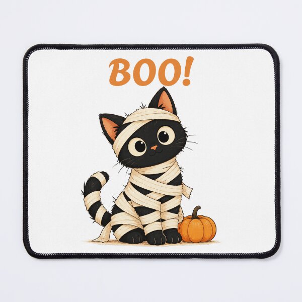 Item preview, BOO! Cute black cat mummy halloween design designed and sold by ewicraft.