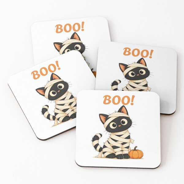 Item preview, BOO! Cute black cat mummy halloween design designed and sold by ewicraft.