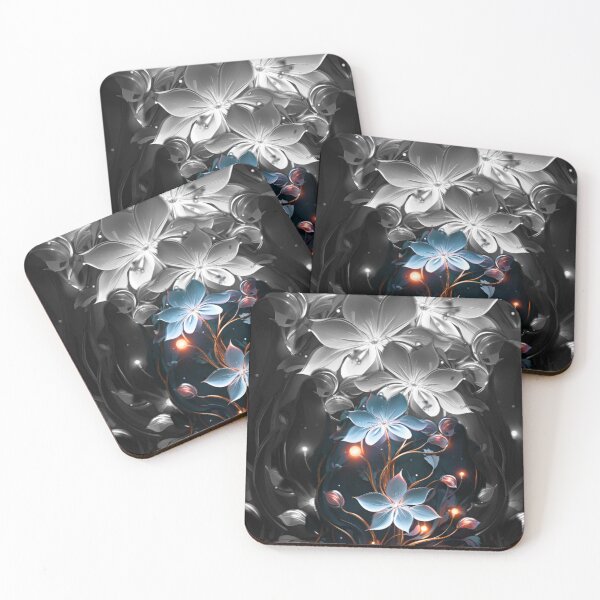 Item preview, A beautiful white and blue golden shine flowers designed and sold by VeenaArtStudio.