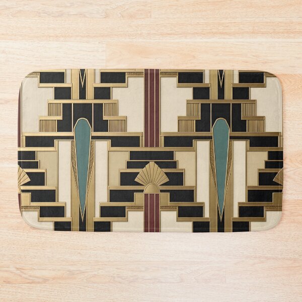 Item preview, Art Deco Ziggurat Geometric Gold Teal and Black Pattern designed and sold by Sybille-Yates.