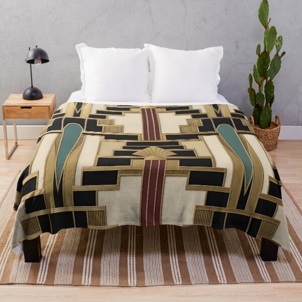 Item preview, Art Deco Ziggurat Geometric Gold Teal and Black Pattern designed and sold by Sybille-Yates.