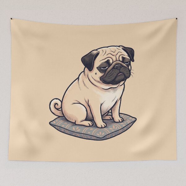 Item preview, Grumpy Pug Sitting On Cozy Cushion designed and sold by AIG - Andrei Ilie Graphics.