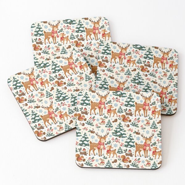 Item preview, Deer and Fawns Woodland Christmas Pattern designed and sold by victorsuarez.