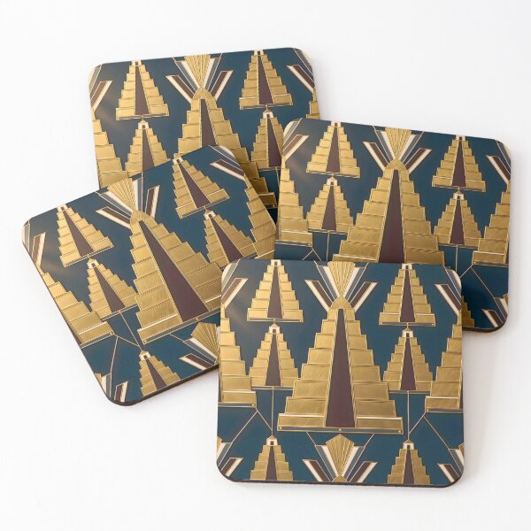 Item preview, Art Deco Ziggurat Geometric Gold Brown and Black Pattern designed and sold by Sybille-Yates.