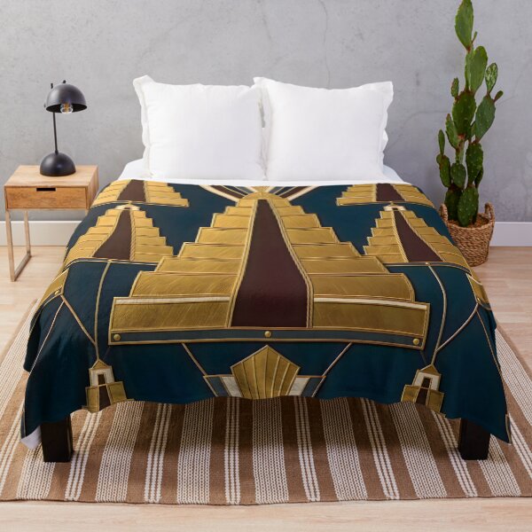 Item preview, Art Deco Ziggurat Geometric Gold Brown and Black Pattern designed and sold by Sybille-Yates.