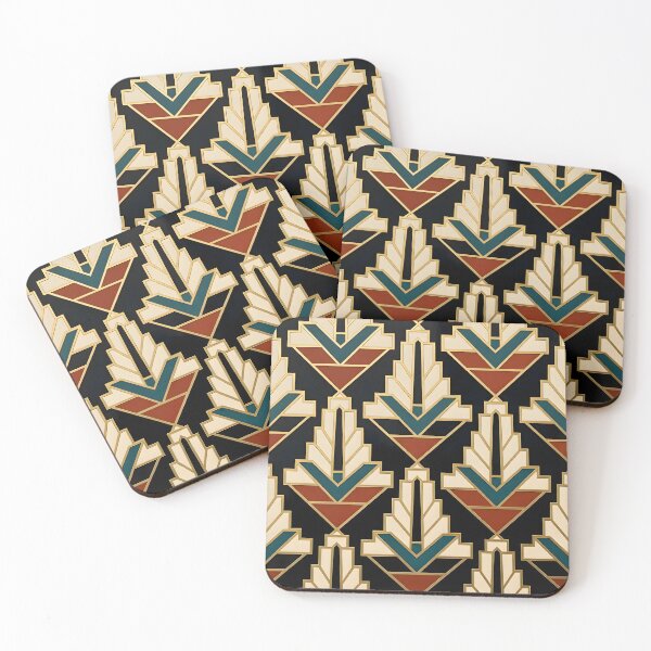 Item preview, Art Deco Ziggurat Geometric Gold Red and Black Pattern designed and sold by Sybille-Yates.