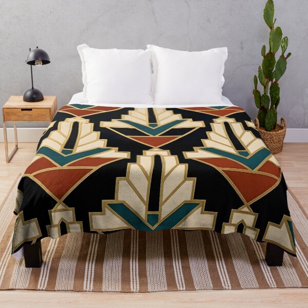 Item preview, Art Deco Ziggurat Geometric Gold Red and Black Pattern designed and sold by Sybille-Yates.