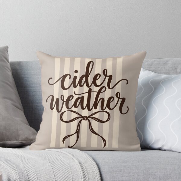 Item preview, Cider Weather Minimalist Autumn Script Cream Stripes Coquette Bow designed and sold by AmiGraph.