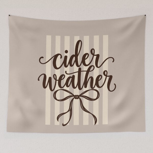Item preview, Cider Weather Minimalist Autumn Script Cream Stripes Coquette Bow designed and sold by AmiGraph.