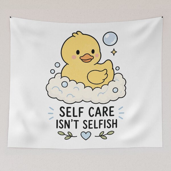 Item preview, Self Care Isn't Selfish – Cute Kawaii Reminder designed and sold by CleanDecor.